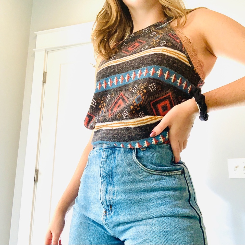 * Aztec halter neck sleeveless top